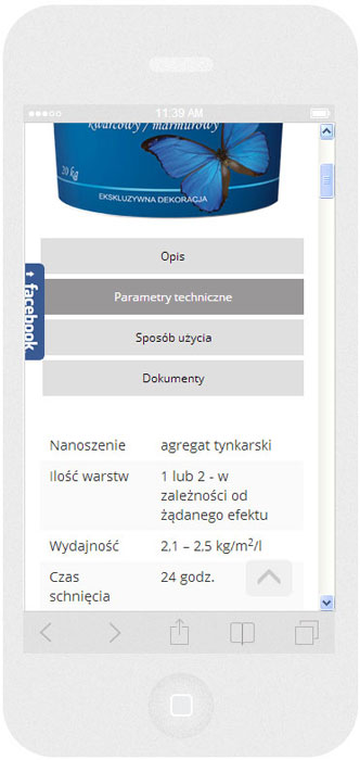 <p>Software auf Bestellung für Lakma SAT - Website.<br />Website in RWD-Technik. <br />Produktkarte (Fortsetzung) auf dem iPhone 5 im Porträtformat, Bildschirmbreite 320 px</p>