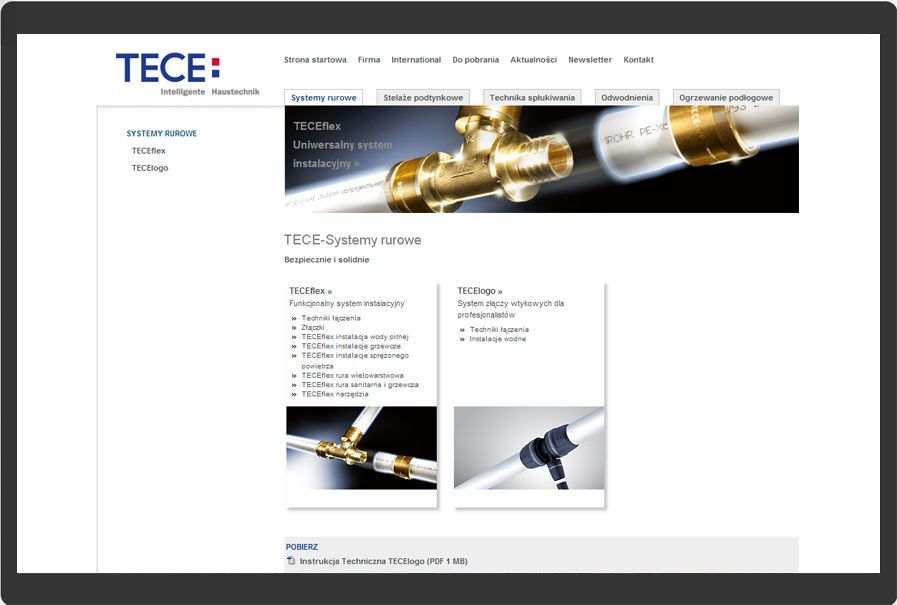 <p>Software to order. Website for TECE sp. z o.o.<br />Presentation of the selected Web page</p>