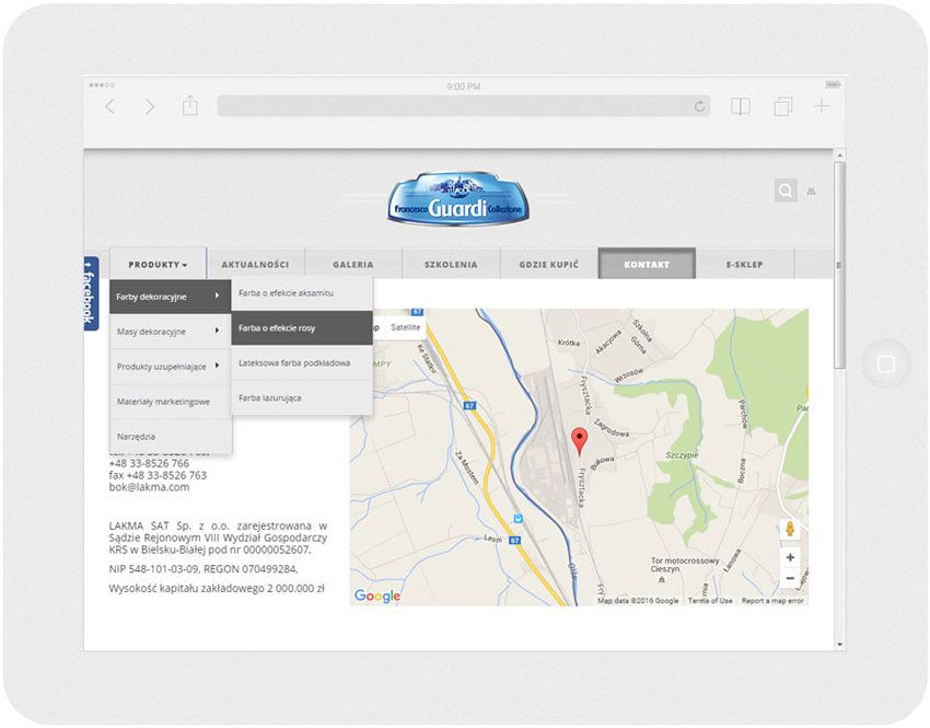 <p>Software on request for Lakma SAT – website.<br />Website in RWD technology.<br />Product section menu layout presentation for Ipad, in panorama layout, screen width: 1024 px</p>