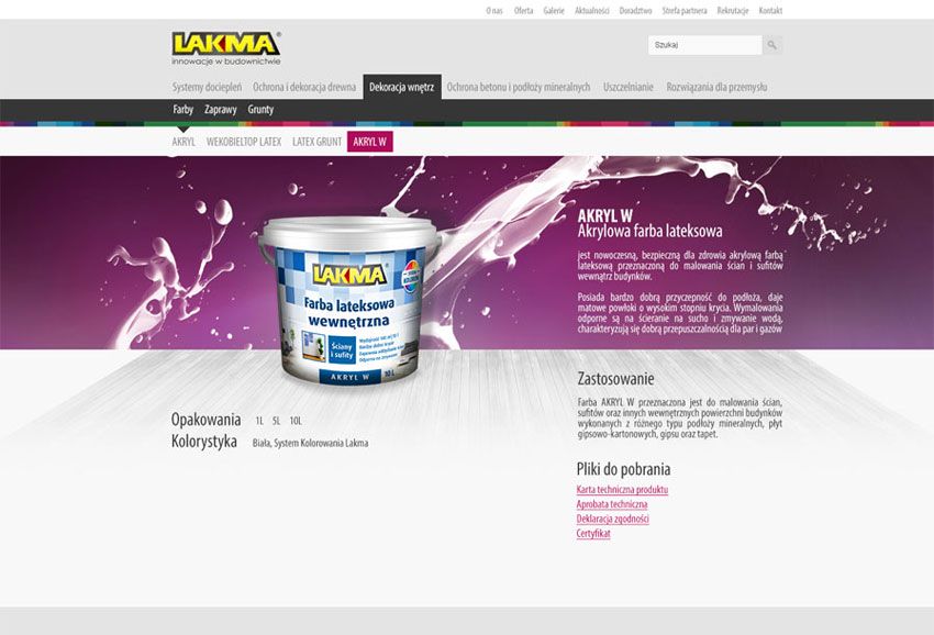 <p>Oprogramowanie na zamówienie dla Lakma SAT - strona internetowa<br />Projekt graficzny karty produktu</p>