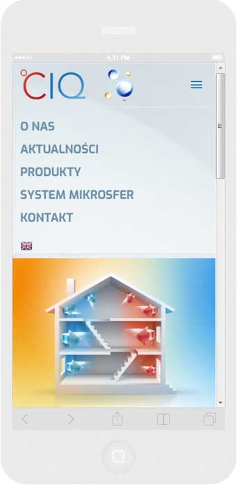 Software personalizzato. Per l'azienda Polifar Kalisz abbiamo creato il sito web in tecnica del RWD.<br>L'aspetto del menu del sito web. La modalità ritratto sull'  iPhone 6. Larghezza dello schermo 414px