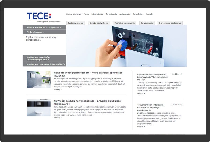 <p>Applicazioni web su misura - siti web per TECE sp. z o.o. <br />Presentazione di un sito web selezionato</p>