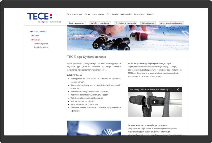 <p>Applicazioni web su misura - siti web per TECE sp. z o.o.<br />Presentazione di un sito web selezionato</p>