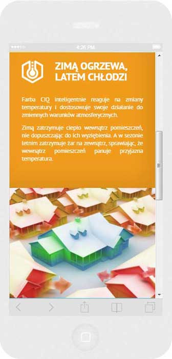 Oprogramowanie na zamówienie dla Polifarb Kalisz - strona internetowa.<br>Strona internetowa w technice RWD. <br> Prezentacja głównej strony WWW na  iPhone 6 w układzie portret szerokość ekranu 375 px